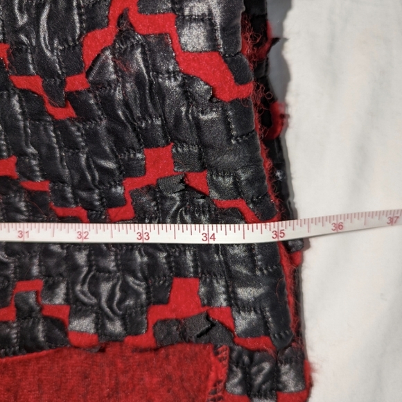 RINASCIMENTO • Italian Red & Black Boiled Wool Artsy Belted Coat Size Small - Picture 10 of 14